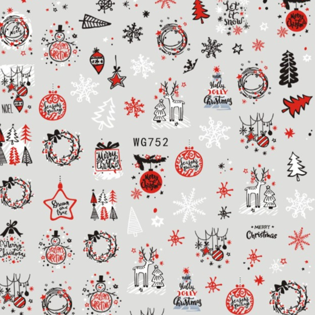 Nail Art Xmas Simple - 1 шт. Простая милая наклейка для