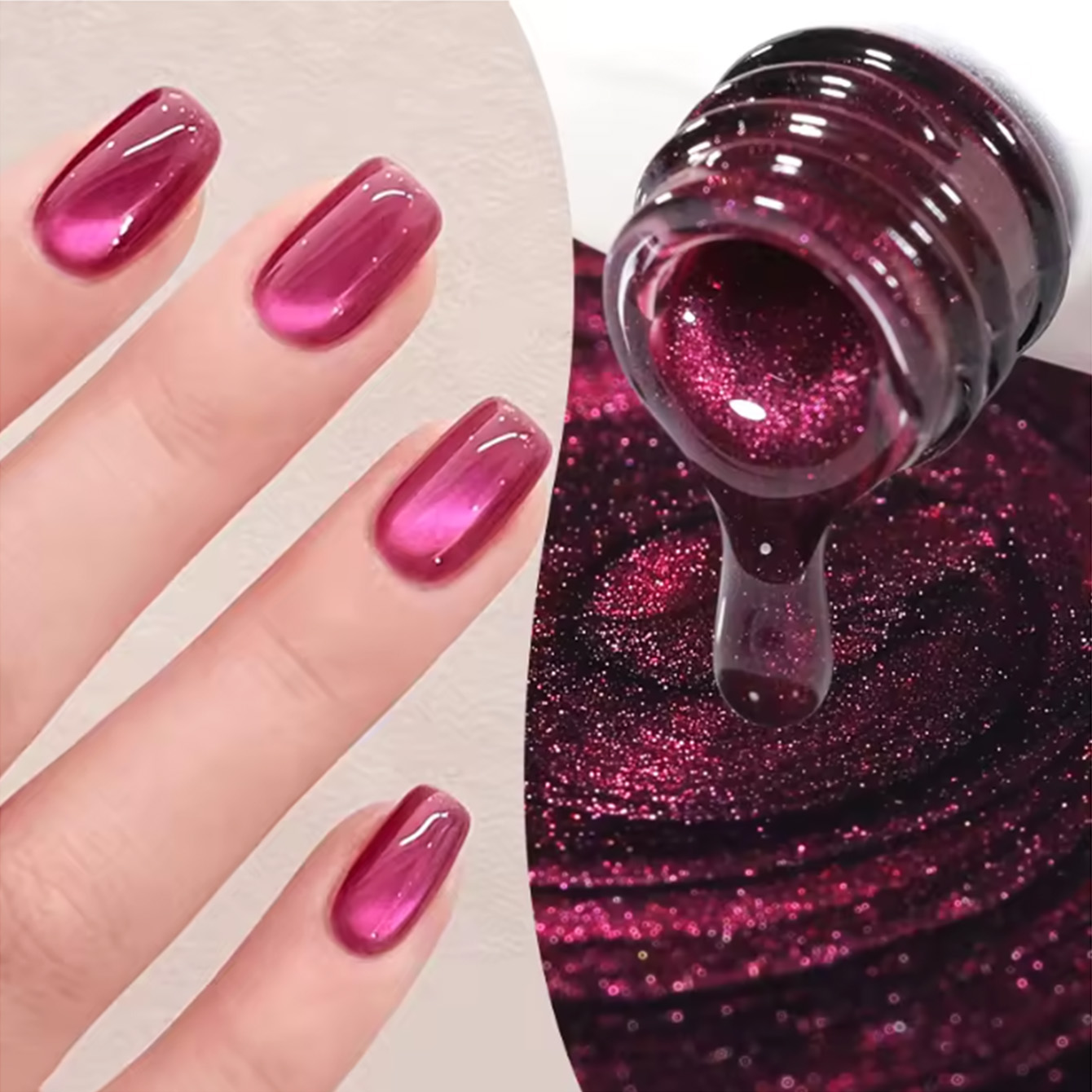 Nail Art Cat Eye Pink - SHAKA 1 шт. Розово-красный гель-лак для