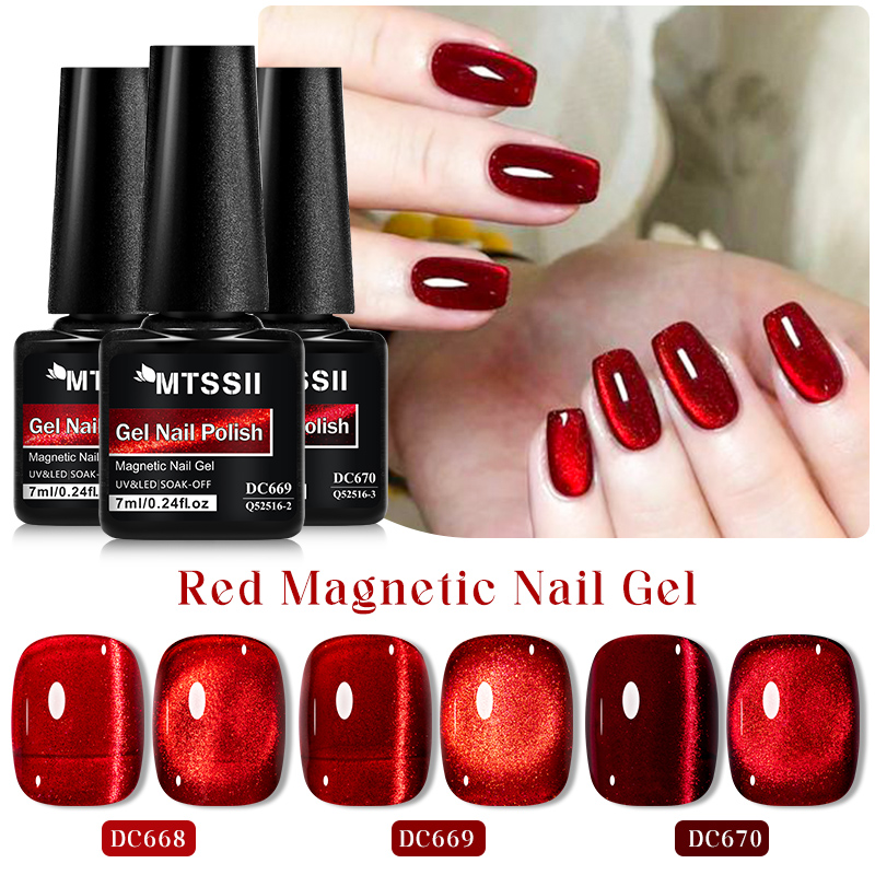 Nail Art Red Wine Cat Eye - Mtssii 7ML Wine Red Cat Магнитный