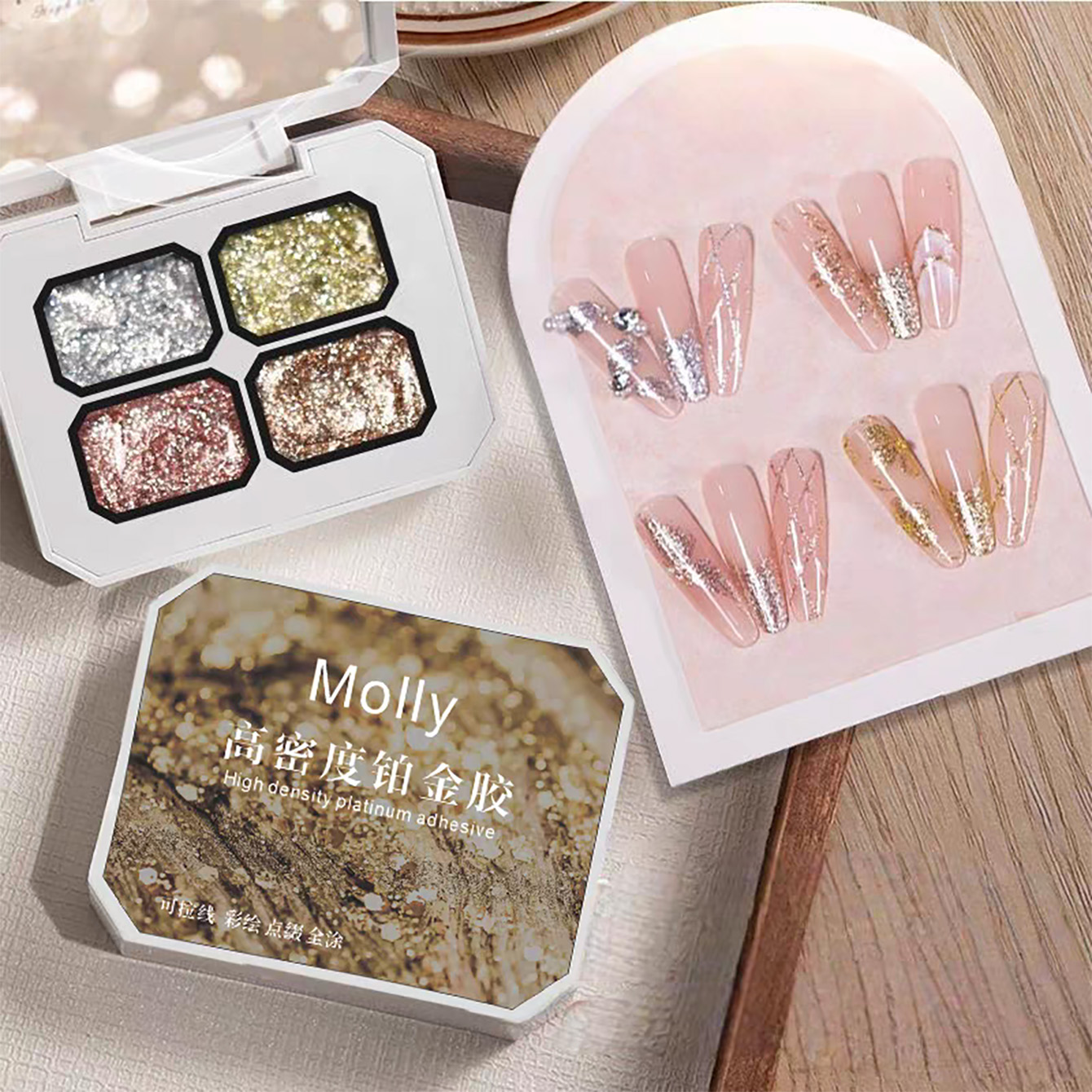Nail Foil Transfer - Палитра гель-красок MIANEL Chunky Foil Platinum