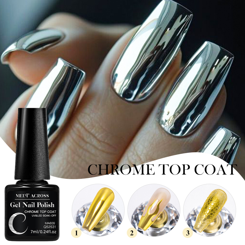 Dip Powder Nail - 7 мл хромированного топового покрытия для