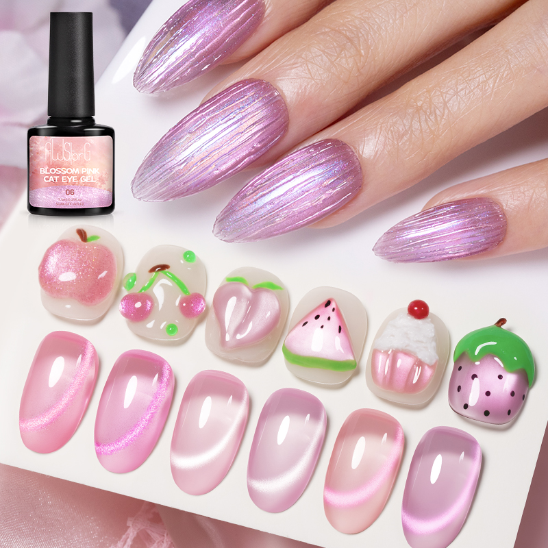 Гель-лак для ногтей AWStorG 7. – обзор и цена Nail Art Cat Eye Pink