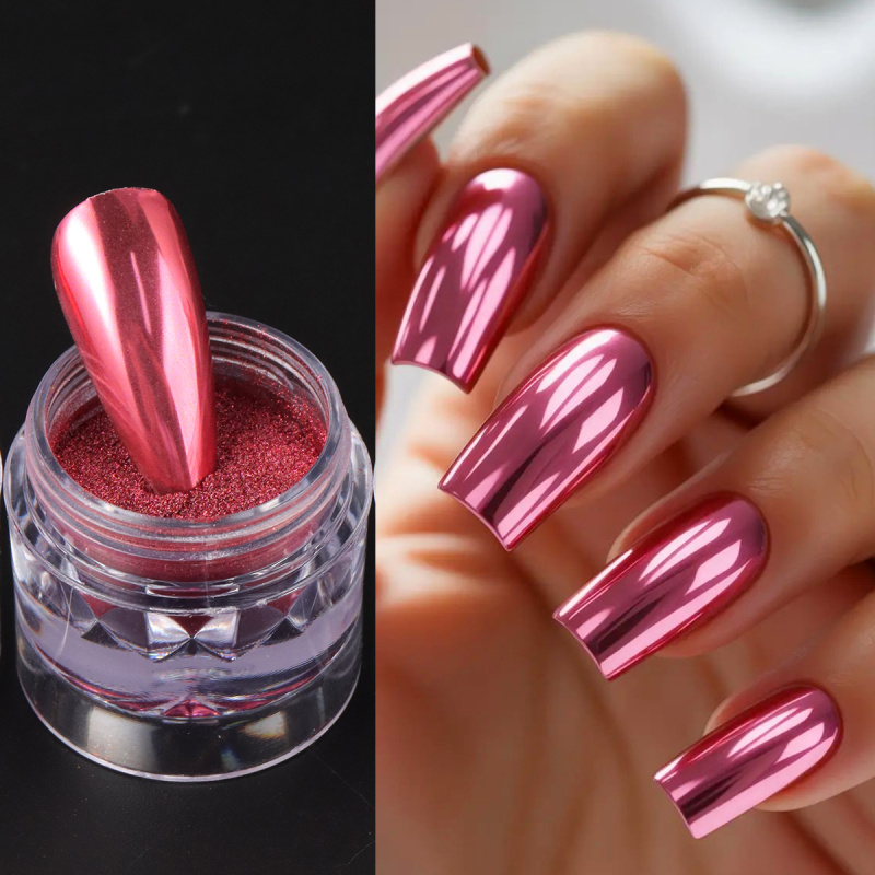 Хромированный красный розовый  – обзор и цена Nail Art Valentine