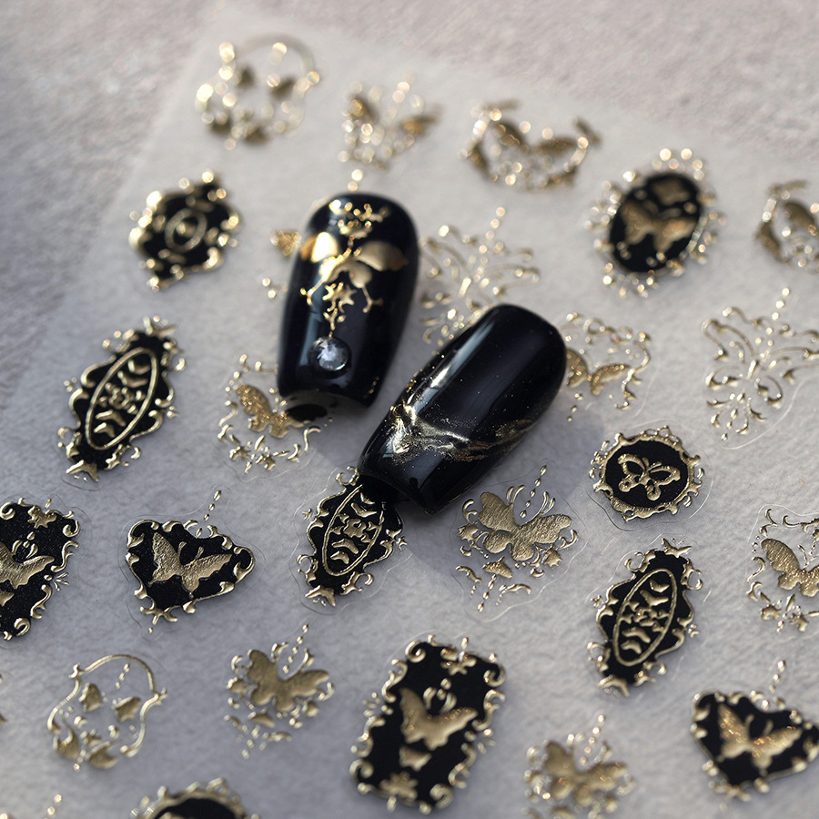 Винтажные черно-золотые наклей – обзор и цена Nail Art Elegan
