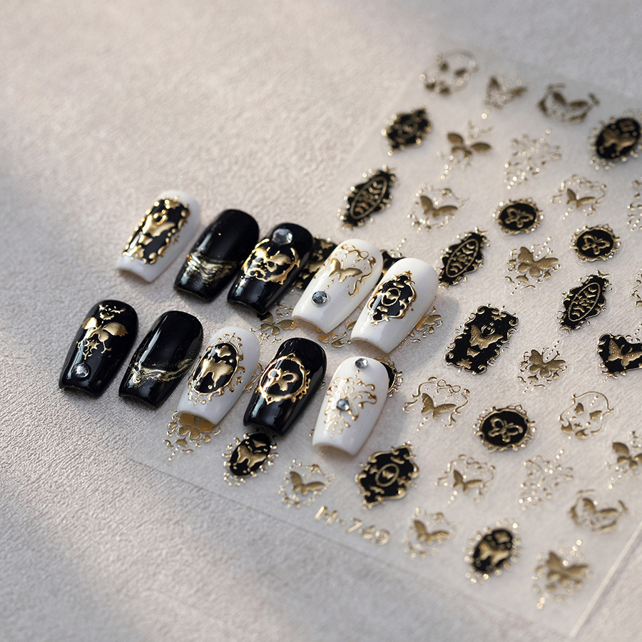 Винтажные черно-золотые наклей – обзор и цена Nail Art Elegan