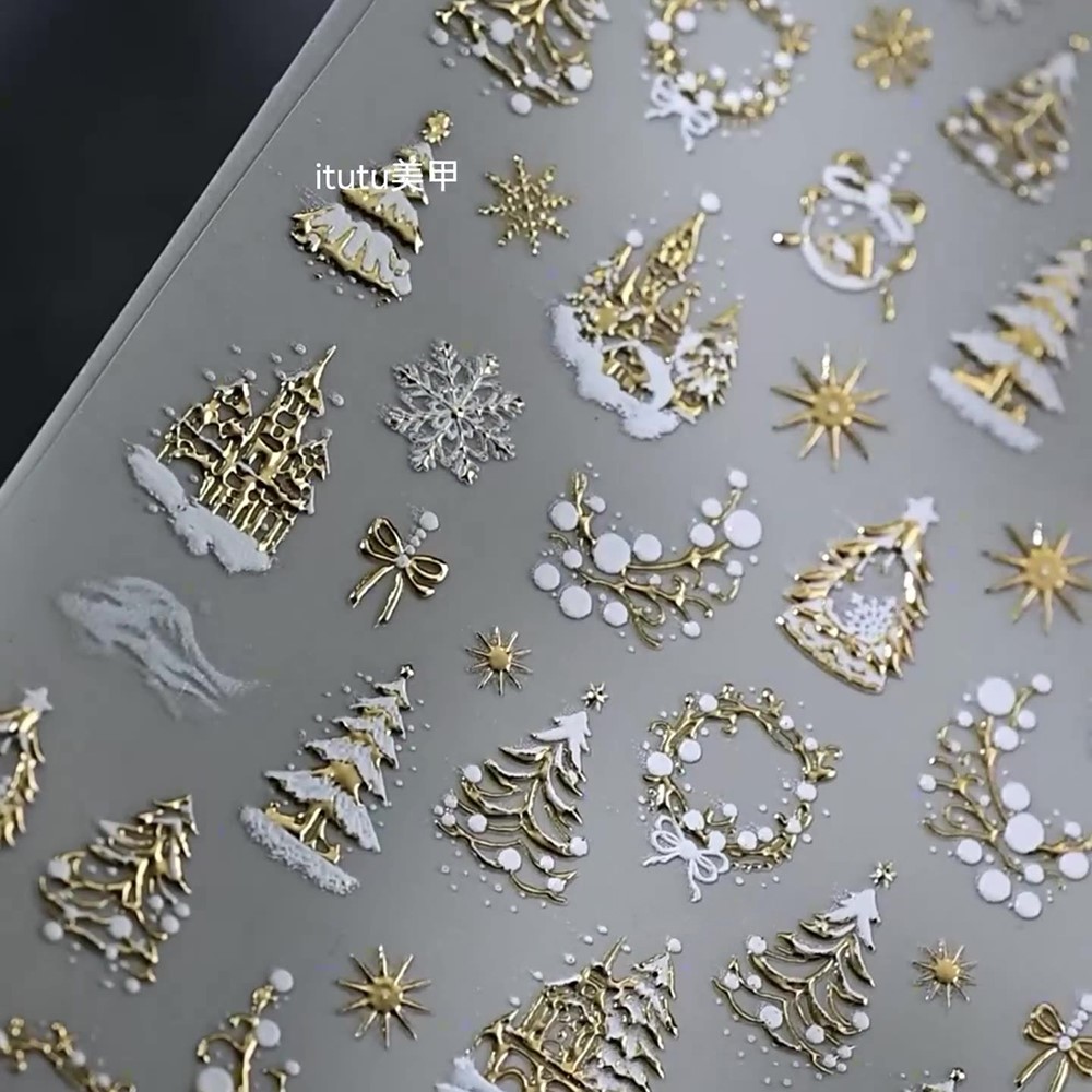 5D тисненный золотой замок/гир – обзор и цена Nail Art Xmas Design