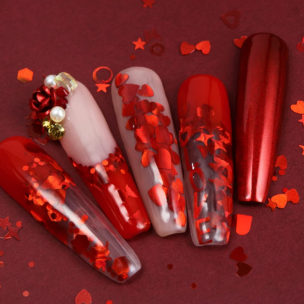 Голографические Красные Блестк – обзор и цена Nail Art Valentine