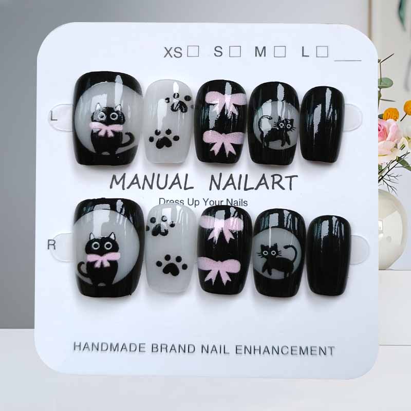 10 шт., милый мультяшный черны – обзор и цена Nail Art Cat Eye Pink