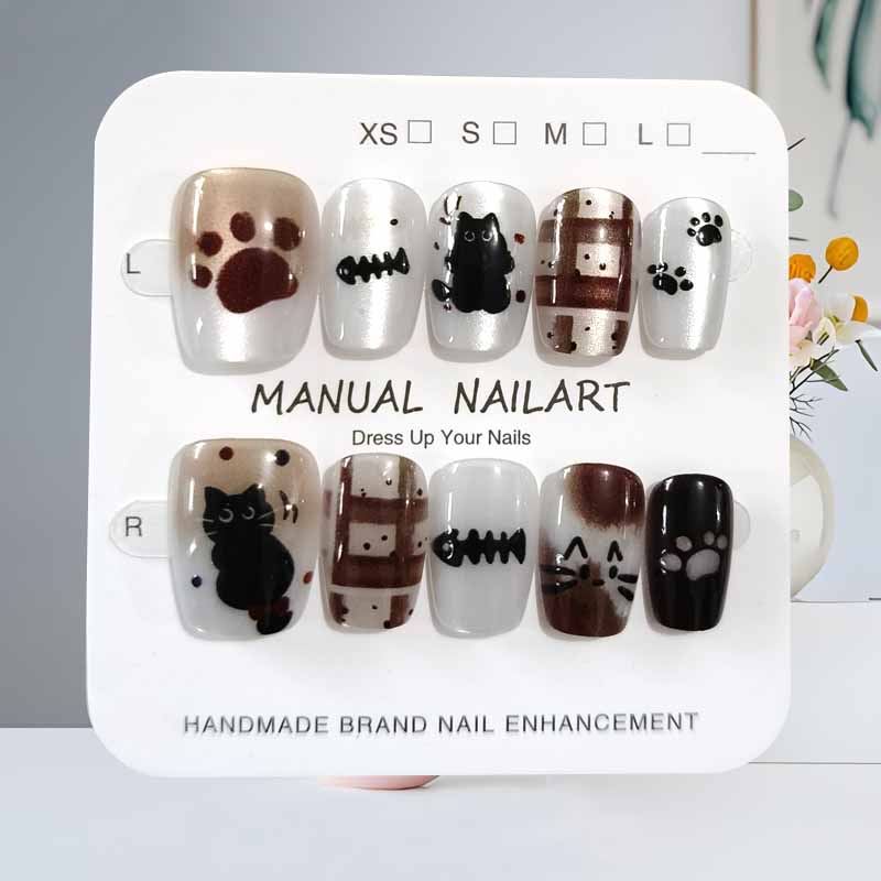 10 шт., милый мультяшный черны – обзор и цена Nail Art Cat Eye Pink